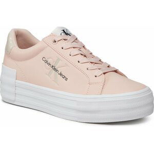 Sneakersy Calvin Klein Jeans Bold Vulc Flatf Low Lace Lth Ml YW0YW01294 Peach Blush/Eggshell 0J2