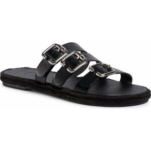 Espadrilky Manebi Leather Sandals S 2.1 Y0 Black W Triple Buckle