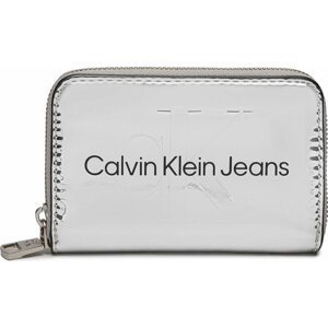 Velká dámská peněženka Calvin Klein Jeans Sculpted Med Zip Around Mono S K60K611863 Silver 0IM