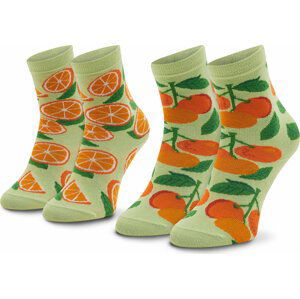 Sada 2 párů vysokých ponožek unisex Zooksy Mixtury Pomarańczowe Zelená