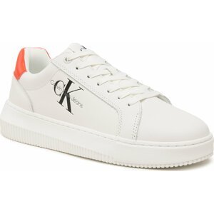 Sneakersy Calvin Klein Jeans Chunky Cupsole Mono Lth YM0YM00681 Bright White/Cherry Tomato 0K5