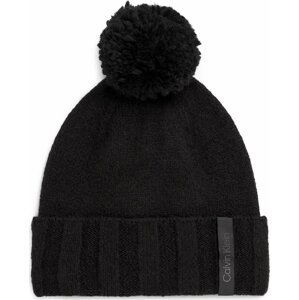 Čepice Calvin Klein Label Define Rib Beanie W/Pompom K60K611606 Ck Black BAX