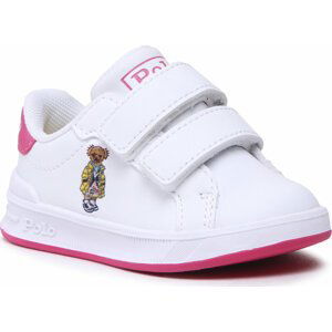 Sneakersy Polo Ralph Lauren Heritage Court Ii Bear Ez RF104108 White Smooth/Baja Pink/Yellow w/ Watch Hill Bear