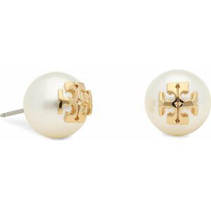 Naušnice Tory Burch Crystal Pearl Stud Earring 11165514 Ivory/Tory Gold 110