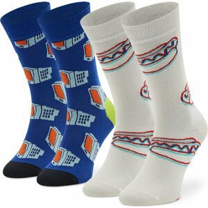 Sada 2 párů vysokých ponožek unisex Happy Socks XTDS02-6500 Bílá