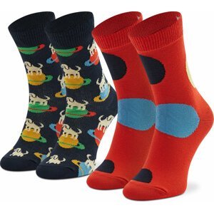 Sada 2 párů dětských vysokých ponožek Happy Socks KLAI02-6500 Červená