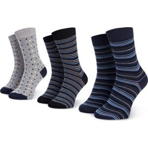 Sada 3 párů vysokých ponožek unisex Pepe Jeans Gift Socks Rainer PMU10575 D Navy/Blue/GMarl Stripes/Spot 594