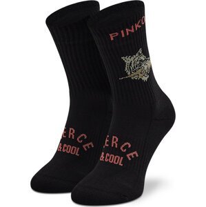 Dámské klasické ponožky Pinko Dolma Calzino PE 22 BLKS1 1H211R Y86P Nero/Oro ZH2