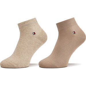 Sada 2 párů nízkých ponožek unisex Tommy Hilfiger 342025001 Beige Combo 048