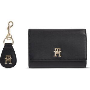 Sada peněženka a klíčenka Tommy Hilfiger Med Flap Wallet W Keyfob AW0AW15663BDS Černá