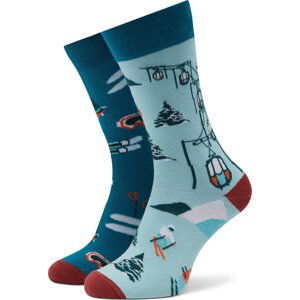 Klasické ponožky Unisex Funny Socks Ski SM1/06 Modrá