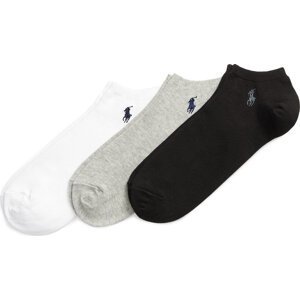 Sada 3 párů nízkých ponožek unisex Polo Ralph Lauren 449655213005 Black/Grey/White