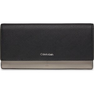 Velká dámská peněženka Calvin Klein Business Large Trifold_Saffiano K60K611700 Ck Black/Sand Pebble BEH