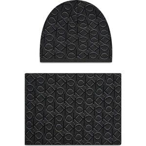 Sada čepice a šál Calvin Klein Shadow Monogram Beanie+Scarf K50K507498 01C