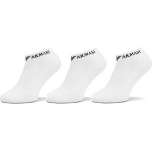 Sada 3 párů dámských nízkých ponožek Emporio Armani 300048 4R254 16510 Bianco/Bianco/Bianco