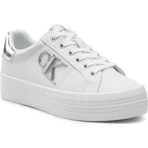 Sneakersy Calvin Klein Jeans Vulc Flatform Laceup Low YW0YW00763 White/Silver 0LB