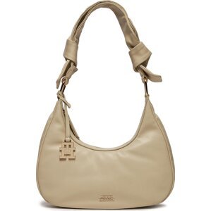 Kabelka Tommy Hilfiger Pushlock Leather Hobo AW0AW16073 Cream 0K4