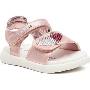 Sandály Tommy Hilfiger Strass Heart Velcro Sandal T1A2-32752-1367341- M Rose Gold 341