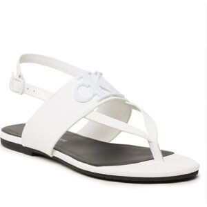 Sandály Calvin Klein Jeans Flat Sndal Toepost Hw YW0YW00953 White YBR