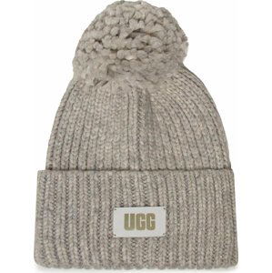 Čepice Ugg W Chunky Rib Knit Beanie W Pom 20165 Light Grey