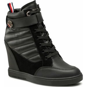 Sneakersy Tommy Hilfiger Wedge Sneaker Boot FW0FW06752 Black BDS