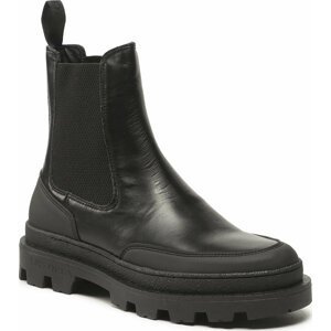 Kotníková obuv s elastickým prvkem Les Deux Tanner Leather Chealsea Boot LDM820021 Black 100100