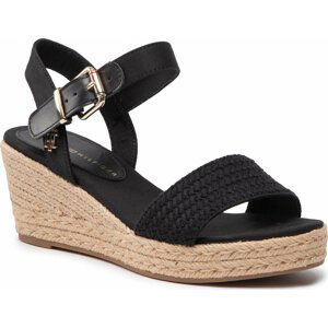 Espadrilky Tommy Hilfiger Th Textured Low Wedge Sandal FW0FW06555 Černá