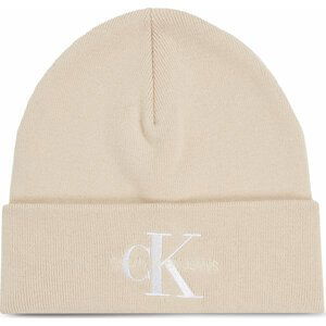 Čepice Calvin Klein Jeans Monologo Embro Beanie K60K611254 Ivory YBI