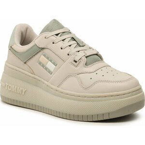 Sneakersy Tommy Jeans Tjw Retro Basket Flatform EN0EN02429 Bleached Stone AEV