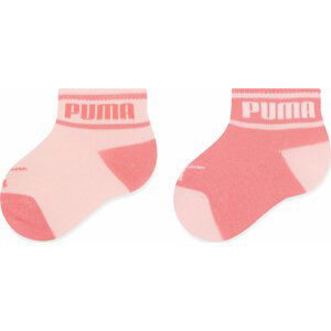 Sada 2 párů dětských vysokých ponožek Puma Baby Wording Sock 2P 935479 Pink 02