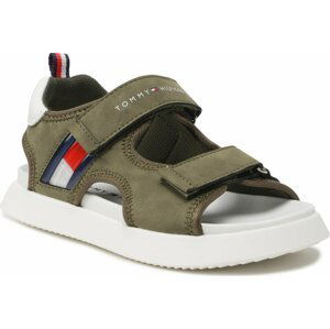 Sandály Tommy Hilfiger Flag Velcro Sandal T3B2-32906-1355 M Military Green 414