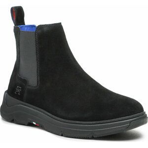 Kotníková obuv s elastickým prvkem Tommy Hilfiger Premium Th Suede Hybrid Chelsea FM0FM04683 Black BDS