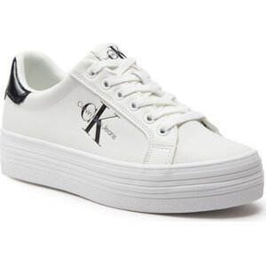 Sneakersy Calvin Klein Jeans Bold Vulc Flatf Lace Lth Met YW0YW01393 Bright White/Black 01W