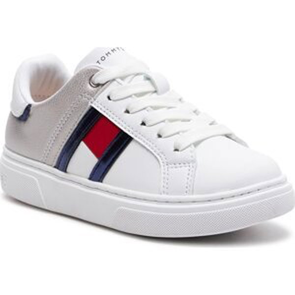 Sneakersy Tommy Hilfiger Flag Low Cut Lace-Up Sneaker T3A9-33201-1355 M White/Silver X025