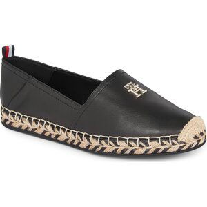 Espadrilky Tommy Hilfiger Th Leather Flat Espadrille FW0FW07720 Black BDS