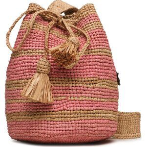 Kabelka Manebi Natural Raffia Beach Bucket V 5.8 AE Tan And Pink Stripes