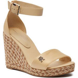 Espadrilky Tommy Hilfiger Colorful High Wedge Satin Sandal FW0FW07914 Harvest Wheat ACR