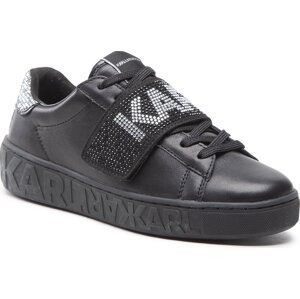 Sneakersy KARL LAGERFELD KL61037 Black Lthr W/Silver