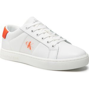 Sneakersy Calvin Klein Jeans Classic Cupsole 1 YM0YM00318 White/Bright Orange 0LI