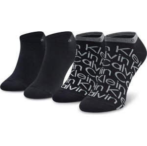 Sada 2 párů nízkých ponožek unisex Calvin Klein 701218714 Černá