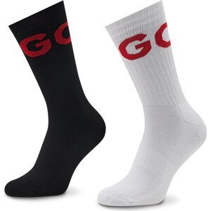 Sada 2 párů pánských vysokých ponožek Hugo 2P Qs Rib Iconcol Cc 50473189 961