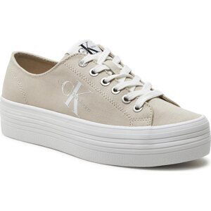 Sneakersy Calvin Klein Jeans Vulc Flatform Essential Mono YW0YW01030 Eggshell/Bright White 0F4