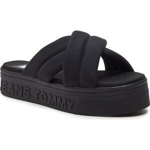 Nazouváky Tommy Jeans Tjw Lettering Flatform Sandal EN0EN02465 Black BDS