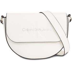 Kabelka Calvin Klein Jeans Sculpted Saddle Bag22 Mono K60K611223 White/Silver Logo 0LI