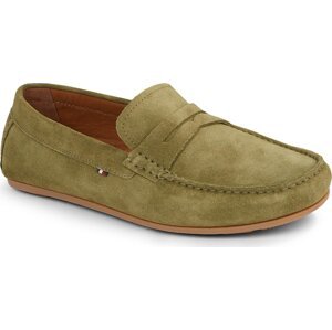 Mokasíny Tommy Hilfiger Casual Hilfiger Suede Driver FM0FM04998 Mash Green MSD