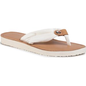 Žabky Tommy Hilfiger Leather Footbed Beach Sandal FW0FW00475 Ivory YBI