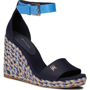 Espadrilky Tommy Hilfiger Colorful High Wedge Satin Sandal FW0FW07914 Blue Mix 0G3