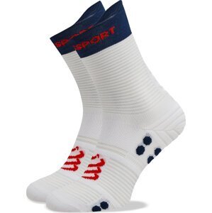 Klasické ponožky Unisex Compressport Pro Racing V4.0 Run High XU00046B White/Blues