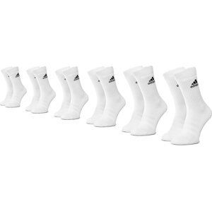 Sada 6 párů vysokých ponožek unisex adidas Cush Crw 6Pp DZ9353 White/White/White/Wz