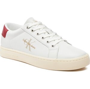 Sneakersy Calvin Klein Jeans Classiccuplowlaceup Lth Ml YM0YM00491 Bright White/Creamy White/Garnet 0KV